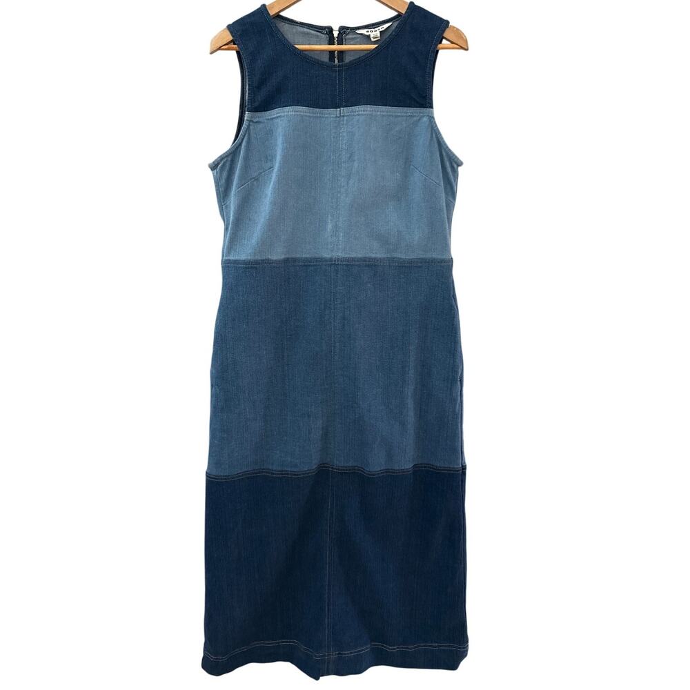 Boden Sleeveless Hotch Denim Midi Dress Pockets Navy Size 10 - Picture 4 of 11